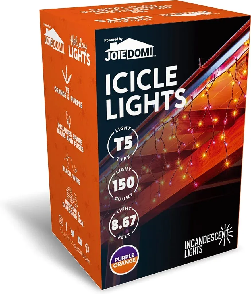 Joiedomi 416 LED Black Wire Icicle Lights - Orange and Purple - Halloween Decorations 5 Joiedomi 416 LED Black Wire Icicle Lights - Orange and Purple - Halloween Decorations - Image 5