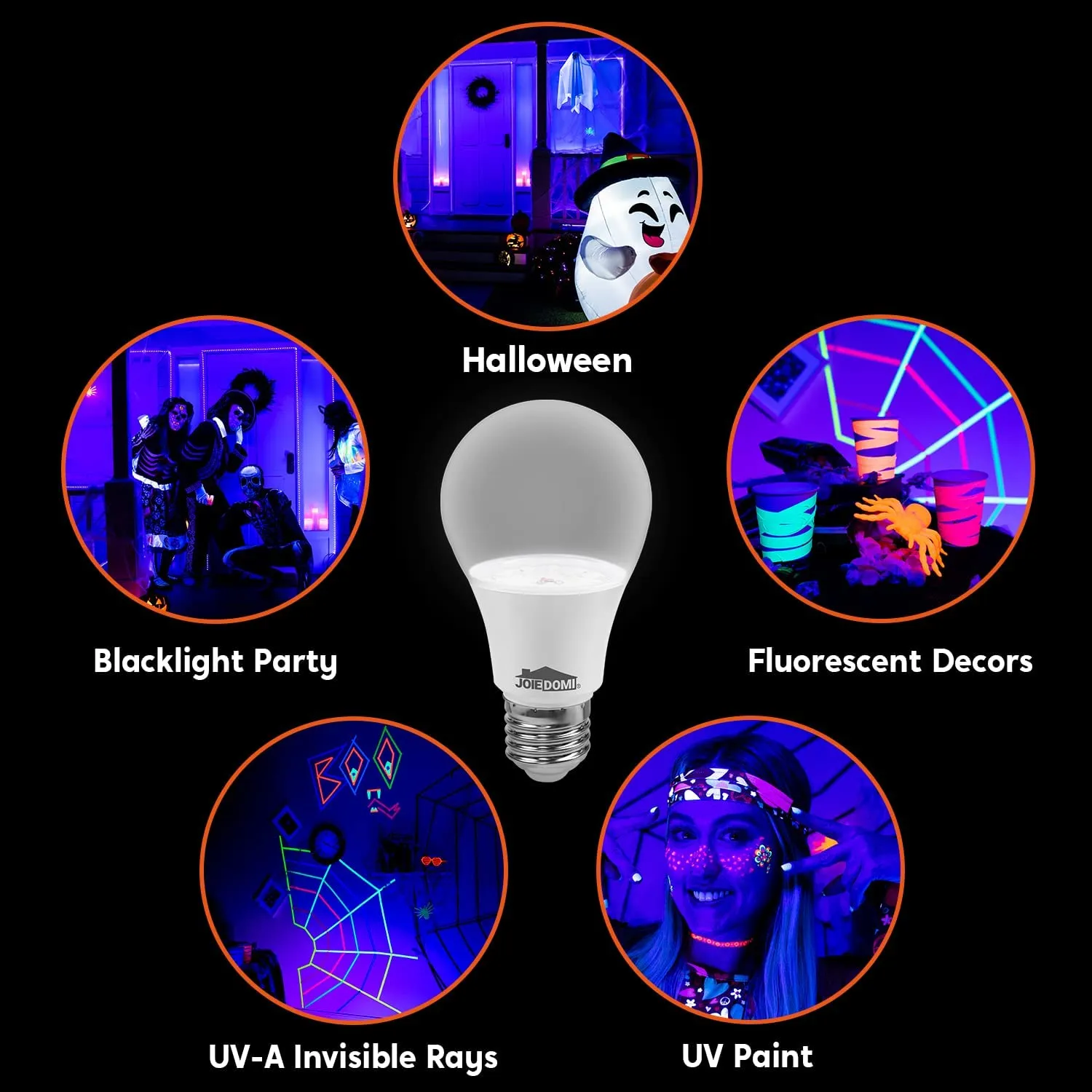 Joiedomi 2 Pcs 9W LED Black Light Bulb - Halloween Decorations 5 Joiedomi 2 Pcs 9W LED Black Light Bulb - Halloween Decorations - Image 5