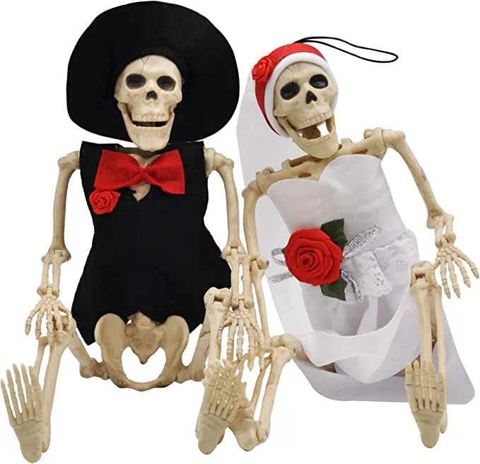 Joyin 2Pcs Poseable Bride And Groom Full Body Skeleton 16in - Halloween Decorations