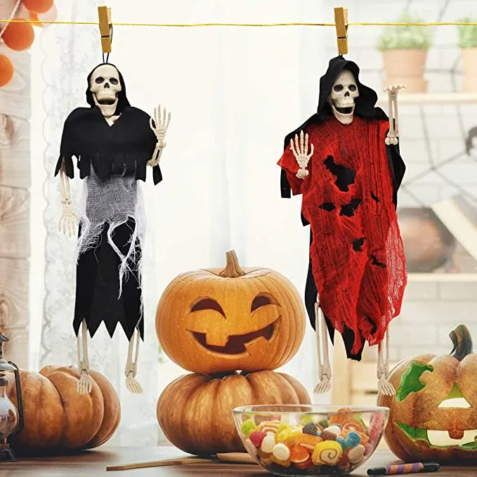 Joyin 2Pcs Poseable Grim Reaper Full Body Skeleton 16in - Halloween Decorations -Halloween Decorations Sales 2 Pcs Poseable Grim Reaper Full Body Skeleton 5