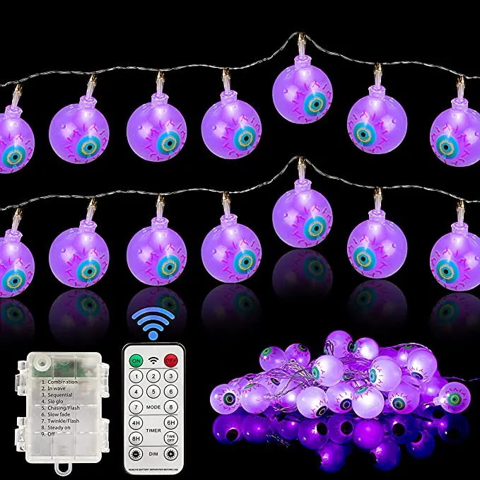 Joiedomi Halloween Eyeball String Lights - Purple 20.6ft - Halloween Decorations