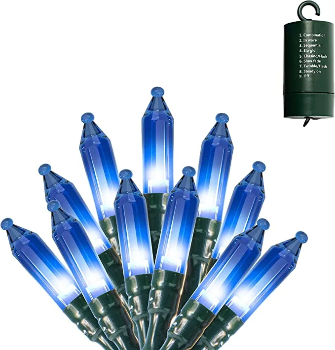 Joiedomi 200-Count Blue Battery Operated String Lights 67.3ft - Halloween Decorations