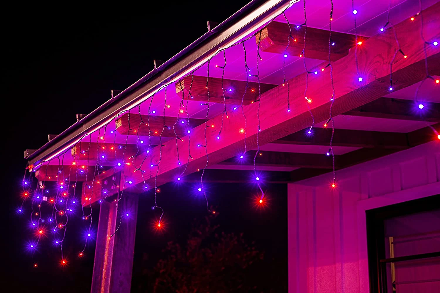 Joiedomi 416 LED Black Wire Icicle Lights - Orange and Purple - Halloween Decorations 2 Joiedomi 416 LED Black Wire Icicle Lights - Orange and Purple - Halloween Decorations - Image 2