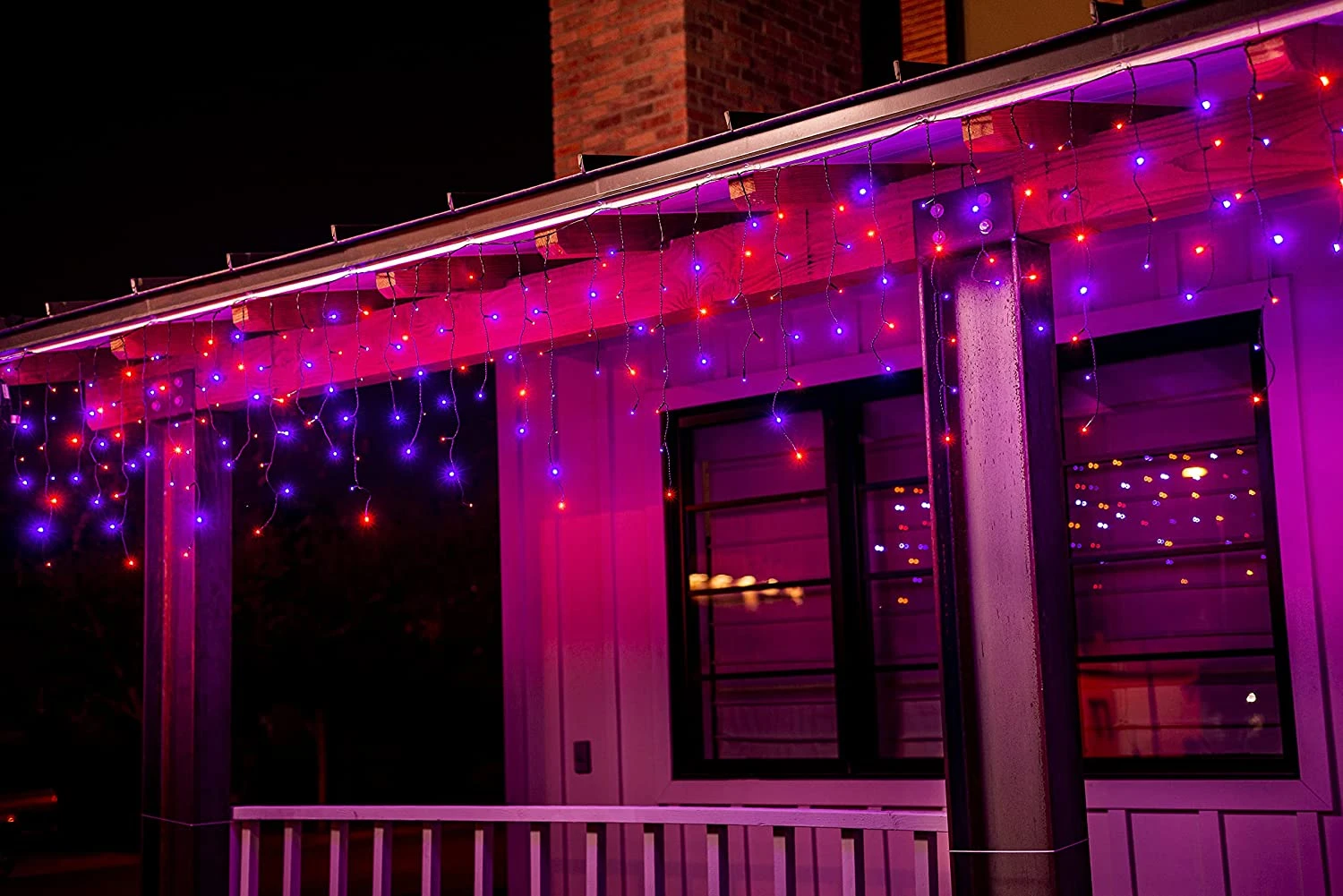 Joiedomi 416 LED Black Wire Icicle Lights - Orange and Purple - Halloween Decorations 3 Joiedomi 416 LED Black Wire Icicle Lights - Orange and Purple - Halloween Decorations - Image 3
