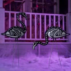 Joiedomi 2Pcs Skeleton Flamingo Yard Stake - Halloween Decorations