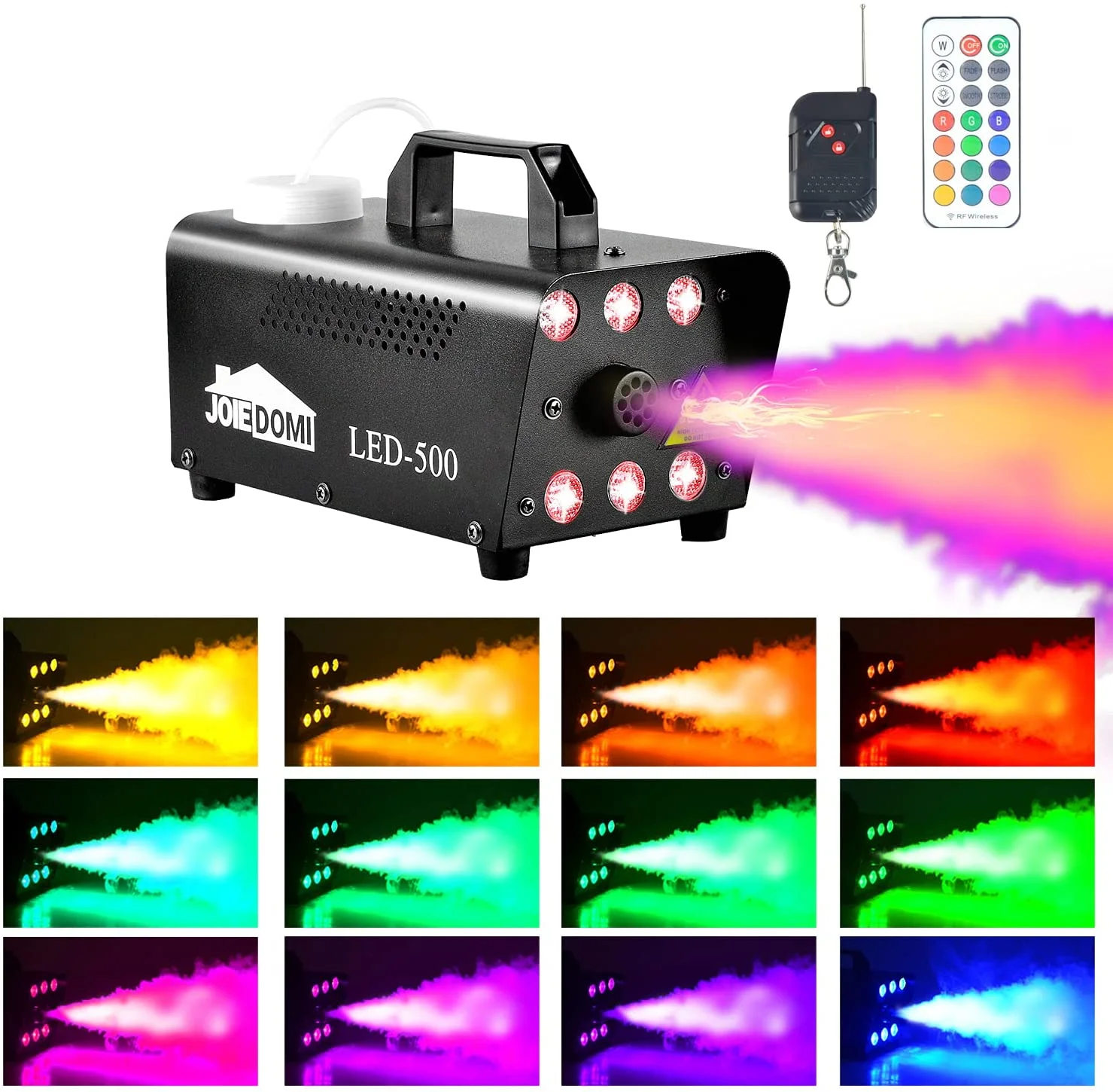 Joiedomi Halloween Fog Machine with 6 Color LED Lights 500w - Halloween Decorations