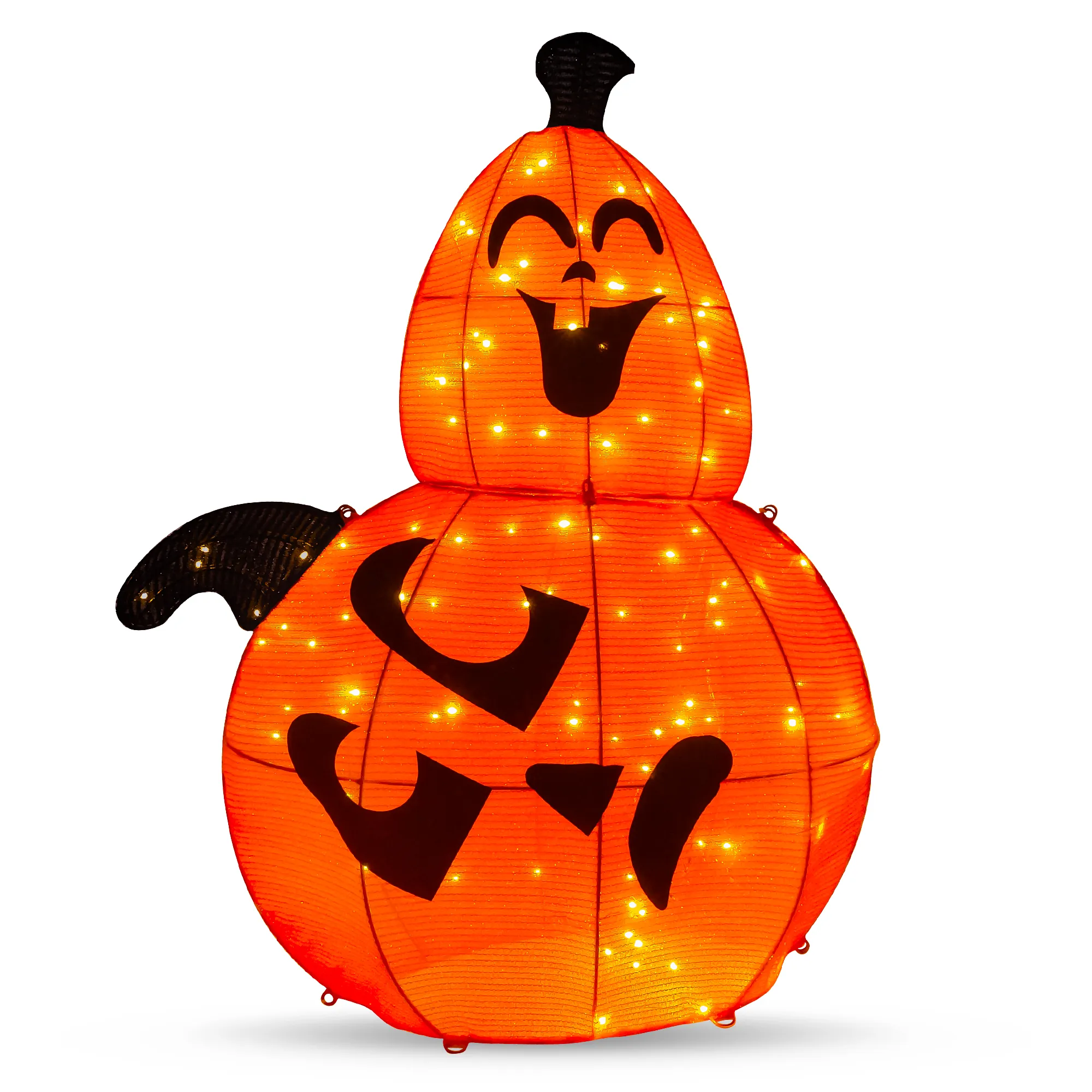 Joiedomi Tinsel Stacked Pumpkins (2 Heads) 3ft - Halloween Decorations