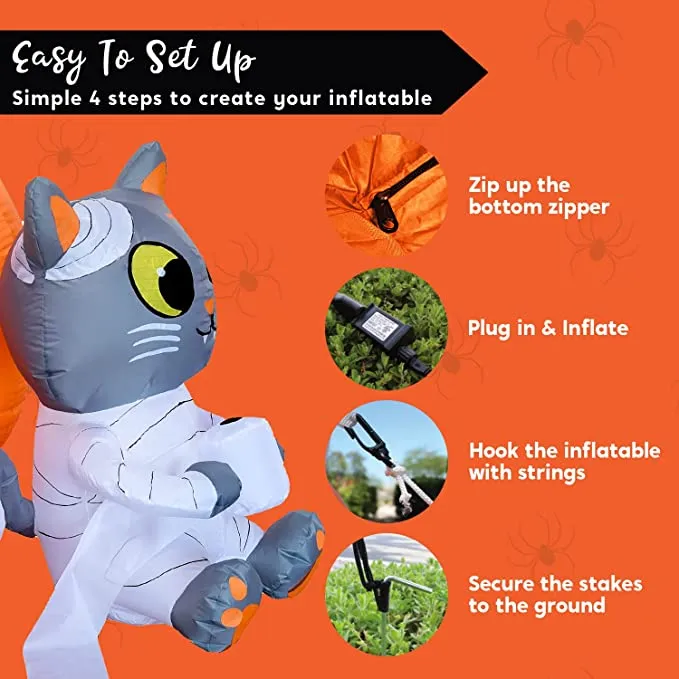 Joiedomi 4ft Light up Halloween Inflatable Pumpkin and Cat Mummy - Halloween Decorations 7 Joiedomi 4ft Light up Halloween Inflatable Pumpkin and Cat Mummy - Halloween Decorations - Image 7
