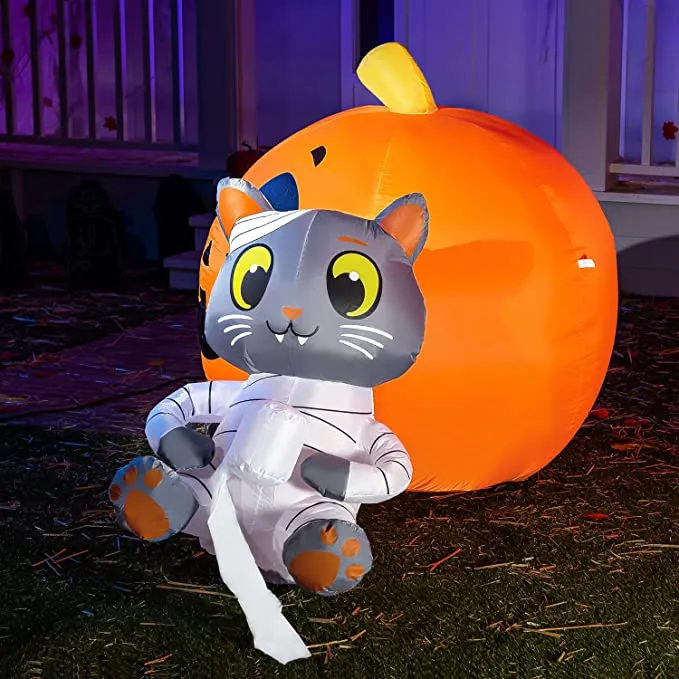 Joiedomi 4ft Light up Halloween Inflatable Pumpkin and Cat Mummy - Halloween Decorations 4 Joiedomi 4ft Light up Halloween Inflatable Pumpkin and Cat Mummy - Halloween Decorations - Image 4