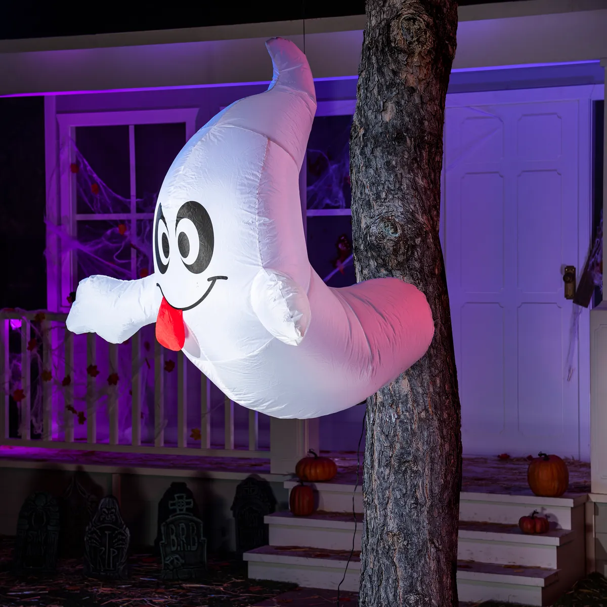 Joiedomi 4ft Halloween Inflatable Ghost Coming Out from Tree - Halloween Decorations