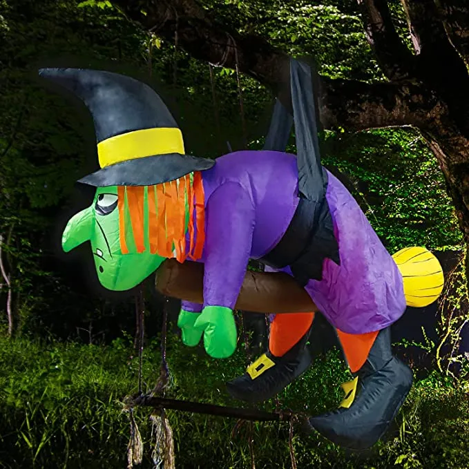 Joiedomi 4ft Halloween Inflatable Witch Hanging on Branch - Halloween Decorations 4 Joiedomi 4ft Halloween Inflatable Witch Hanging on Branch - Halloween Decorations - Image 4