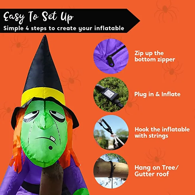 Joiedomi 4ft Halloween Inflatable Witch Hanging on Branch - Halloween Decorations 7 Joiedomi 4ft Halloween Inflatable Witch Hanging on Branch - Halloween Decorations - Image 7