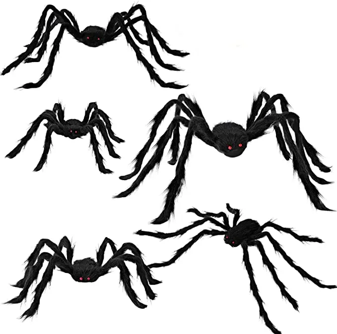 Joyin 5Pcs Halloween Realistic Hairy Spiders Set - Halloween Decorations