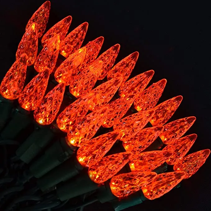 Joiedomi 150 Counts of Orange LED Green Wire Light Set 50.5 ft - Halloween Decorations