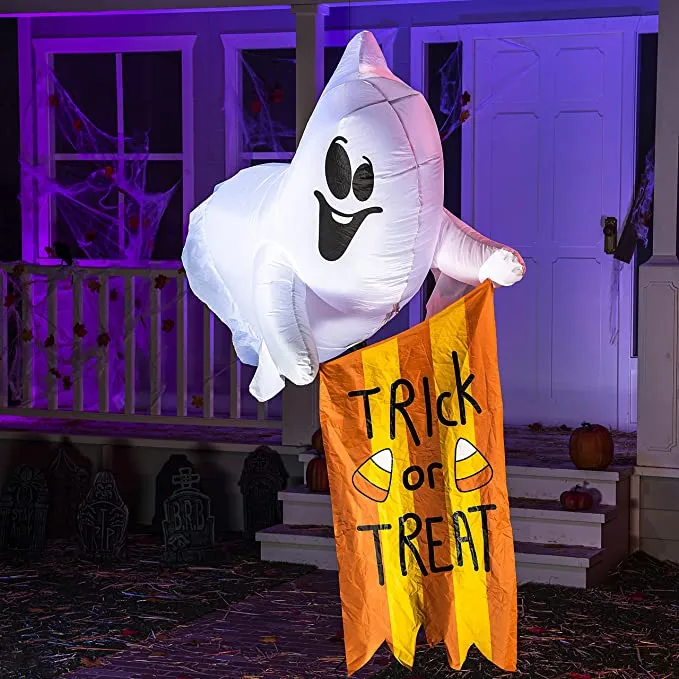 Joiedomi 5ft Halloween Hanging Ghost with Trick or Treat Flag - Halloween Decorations