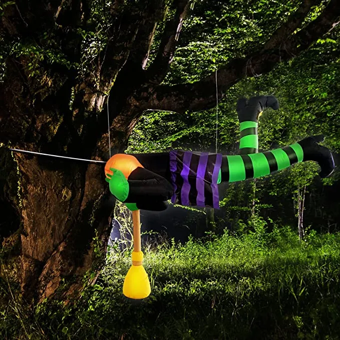 Joiedomi 5ft Halloween Inflatable Crashing Witch Stuck in Tree Hole - Halloween Decorations