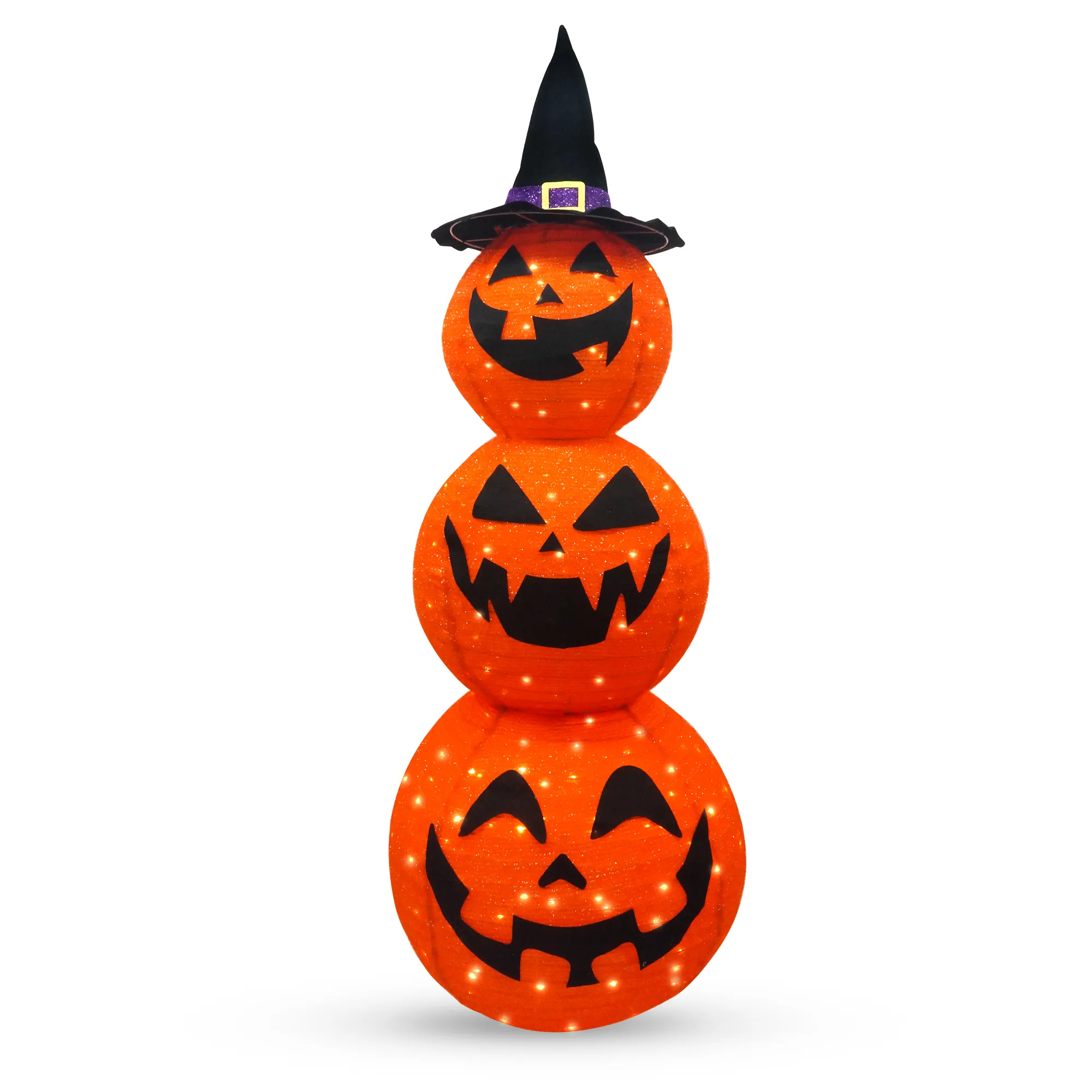 Joiedomi LED Warm Yard Light - Tinsel Stacked Pumpkins 5ft - Halloween Decorations