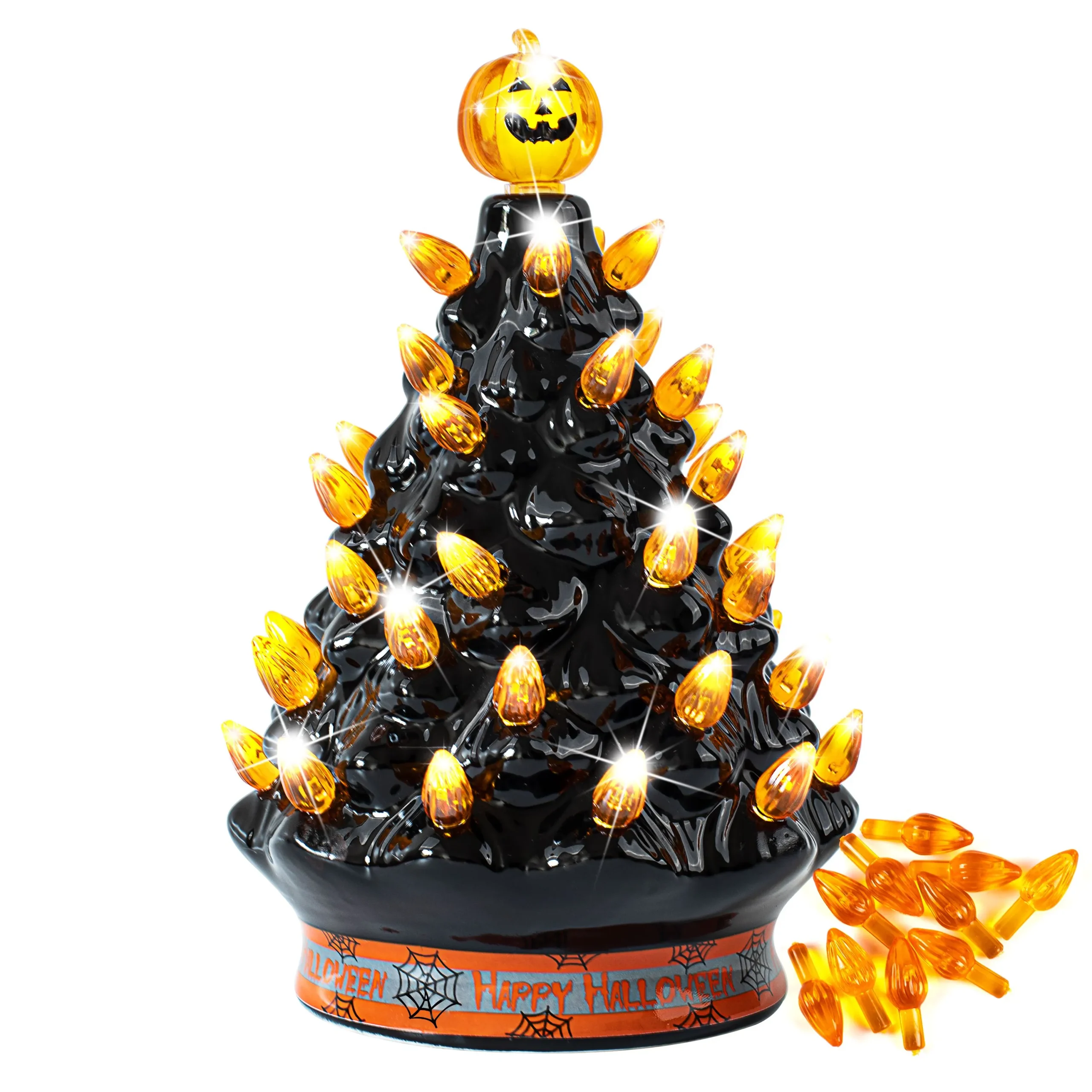 Joiedomi Halloween Pre-Lit Ceramic Tabletop Tree 9in - Halloween Decorations
