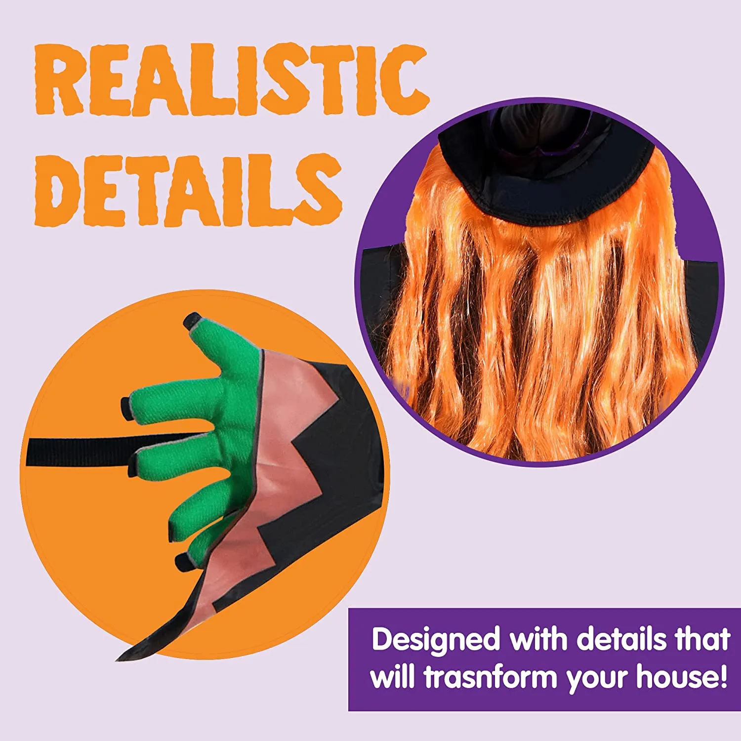 Joyin Crashing Witch Into Tree Decoration (Orange Hair) - Halloween Decorations 4 Joyin Crashing Witch Into Tree Decoration (Orange Hair) - Halloween Decorations - Image 4