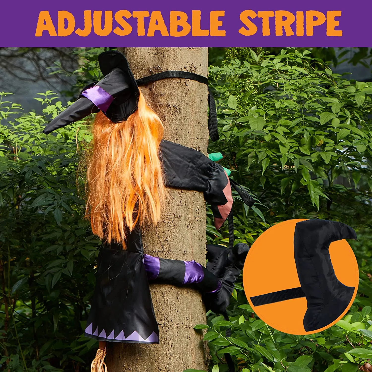 Joyin Crashing Witch Into Tree Decoration (Orange Hair) - Halloween Decorations 5 Joyin Crashing Witch Into Tree Decoration (Orange Hair) - Halloween Decorations - Image 5