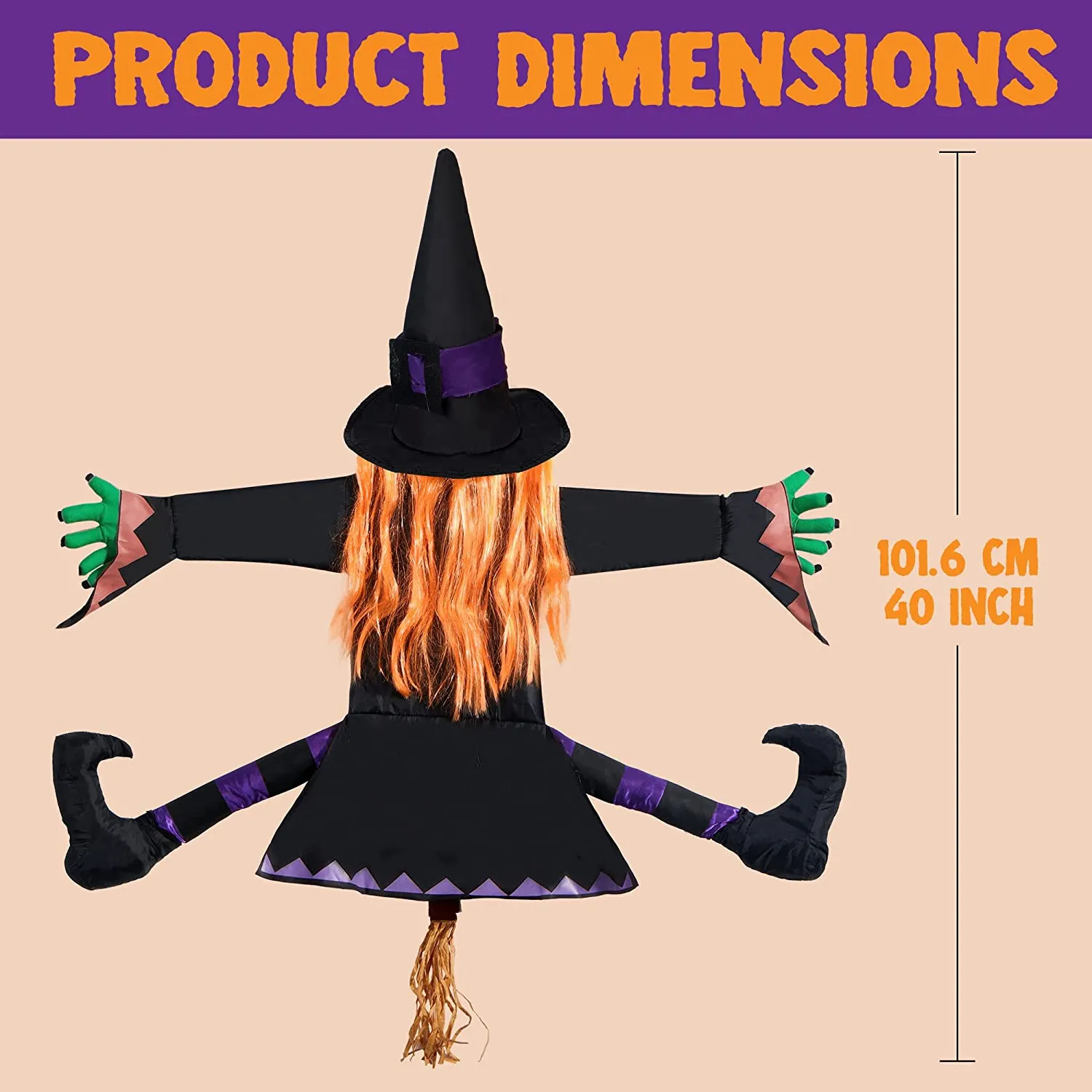 Joyin Crashing Witch Into Tree Decoration (Orange Hair) - Halloween Decorations 6 Joyin Crashing Witch Into Tree Decoration (Orange Hair) - Halloween Decorations - Image 6