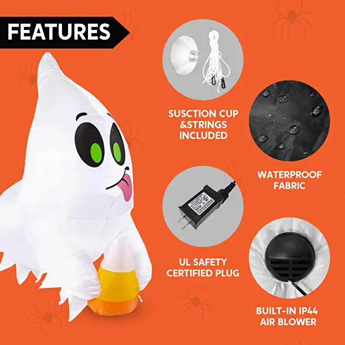 Joiedomi 4ft Halloween Inflatable LED Ghost with Candy - Halloween Decorations 6 Joiedomi 4ft Halloween Inflatable LED Ghost with Candy - Halloween Decorations - Image 6