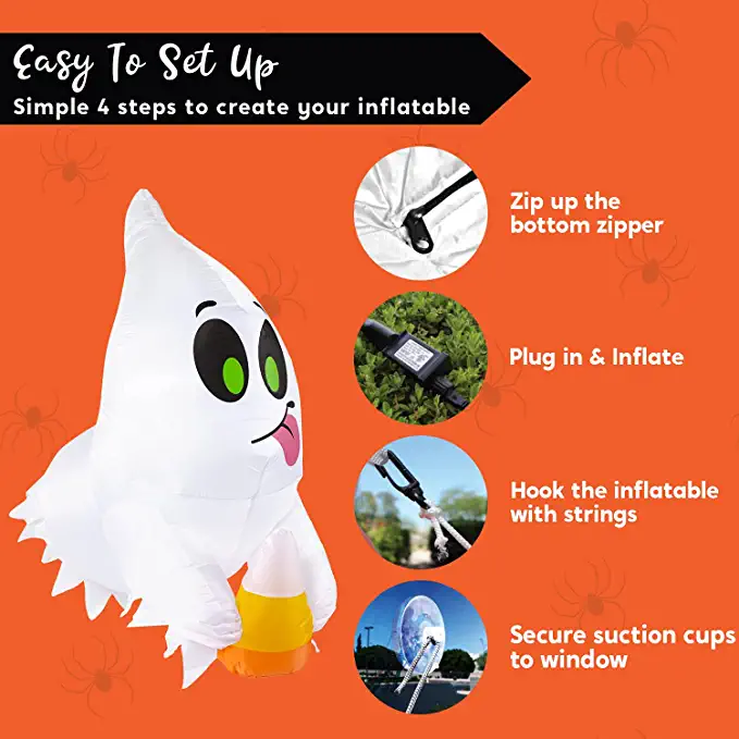 Joiedomi 4ft Halloween Inflatable LED Ghost with Candy - Halloween Decorations 7 Joiedomi 4ft Halloween Inflatable LED Ghost with Candy - Halloween Decorations - Image 7