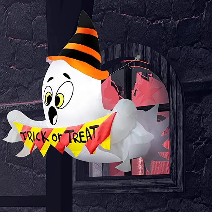 Joiedomi 5ft Halloween Trick or Treat Ghost Broke Out from Window - Halloween Decorations