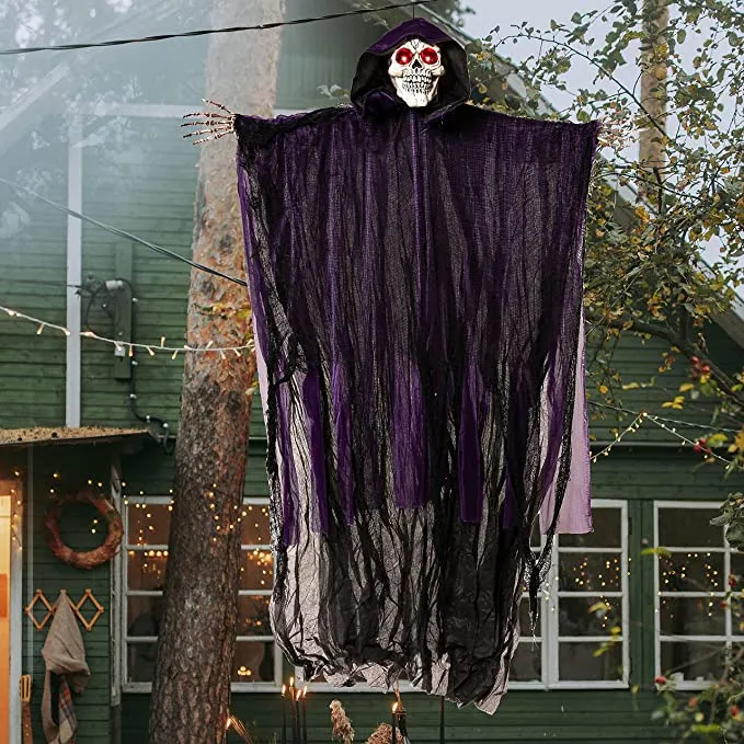 Joyin 2Pcs Hanging Grim Reaper with Glowing Eyes - Halloween Decorations 7 Joyin 2Pcs Hanging Grim Reaper with Glowing Eyes - Halloween Decorations - Image 7