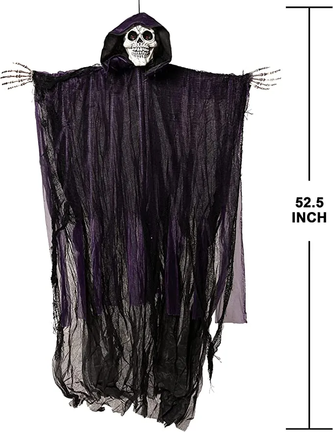 Joyin 2Pcs Hanging Grim Reaper with Glowing Eyes - Halloween Decorations 5 Joyin 2Pcs Hanging Grim Reaper with Glowing Eyes - Halloween Decorations - Image 5