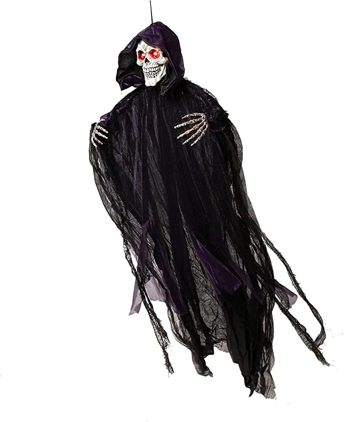 Joyin 2Pcs Hanging Grim Reaper with Glowing Eyes - Halloween Decorations 4 Joyin 2Pcs Hanging Grim Reaper with Glowing Eyes - Halloween Decorations - Image 4