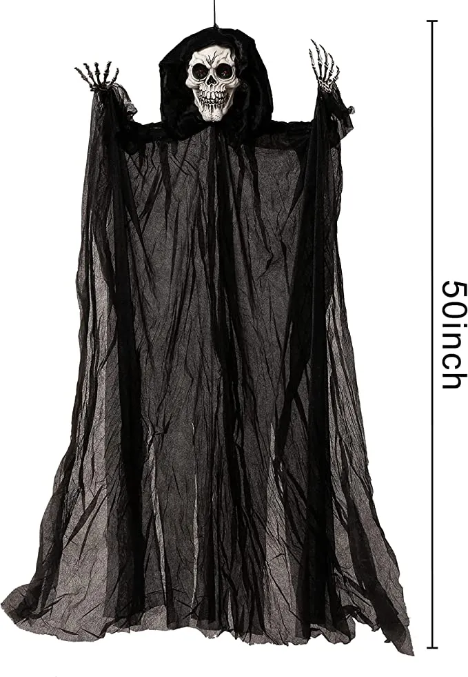 Joyin 2Pcs Hanging Grim Reaper with Glowing Eyes - Halloween Decorations 6 Joyin 2Pcs Hanging Grim Reaper with Glowing Eyes - Halloween Decorations - Image 6
