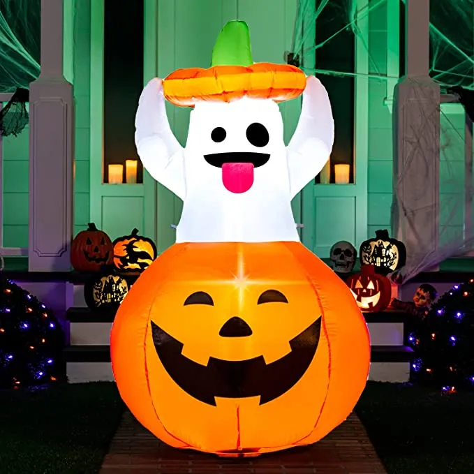Joiedomi 5ft Inflatable Ghost in Pumpkin Decoration - Halloween Decorations