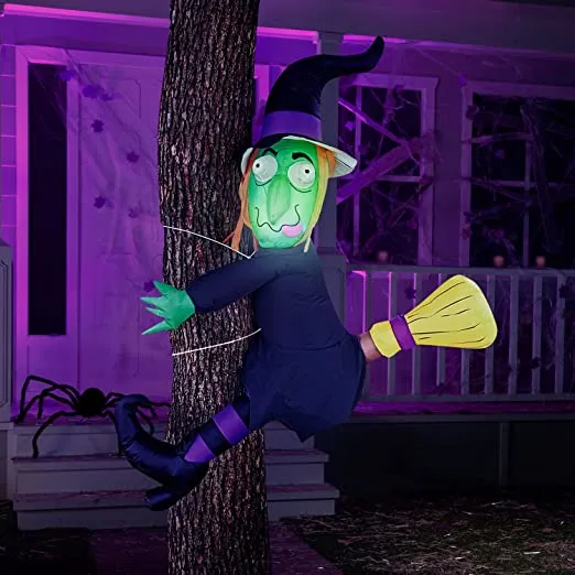 Joiedomi 4ft Inflatable Witch Crashing Into Tree Decoration - Halloween Decorations