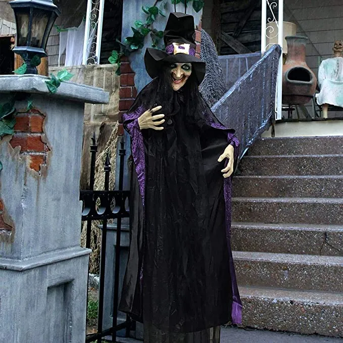 Joyin Life Size Hanging Animated Witch With Led Eyes 74in - Halloween Decorations