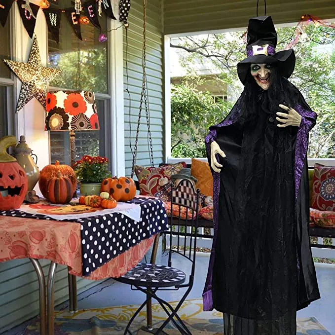 Halloween Decorations Sales -Halloween Decorations Sales Life Size Hanging Animated Witch With Led Eyes 4