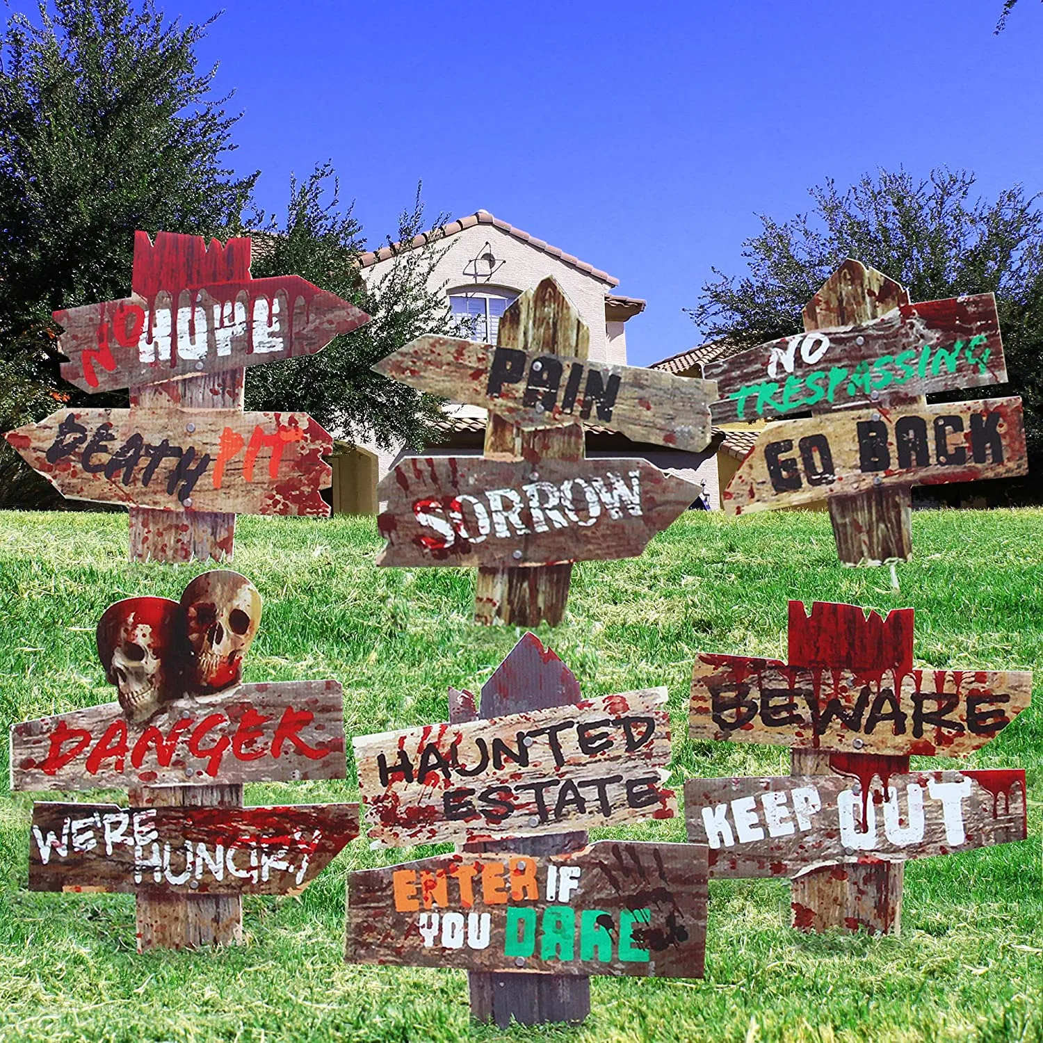 Joyin 6Pcs Scary Yard Sign - Halloween Decorations