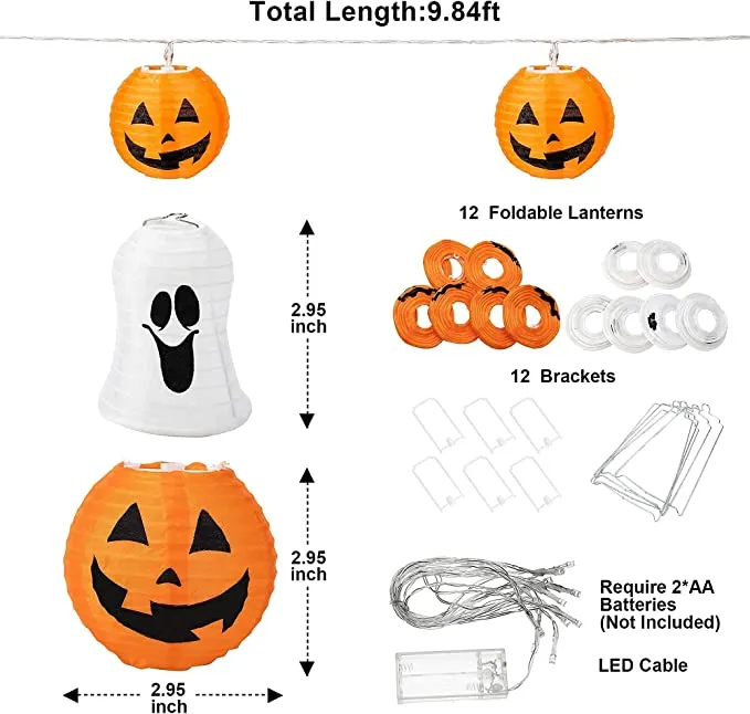 Joyin Smiling Pumpkin and Ghost Lantern String Lights - Halloween Decorations 4 Joyin Smiling Pumpkin and Ghost Lantern String Lights - Halloween Decorations - Image 4
